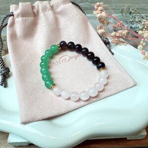 8mm Rose Quartz, Green Aventurine and Amethyst Stretch Bracelet